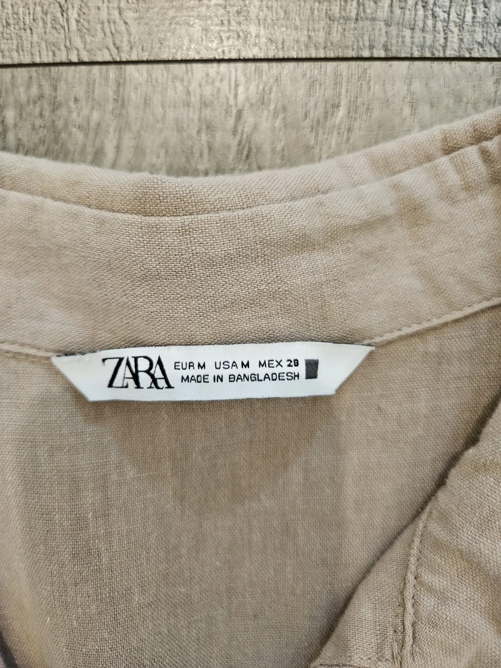 Zara Beige Linen Blend Safari Boho Short Sleeve Drawstring Romper Sz. M